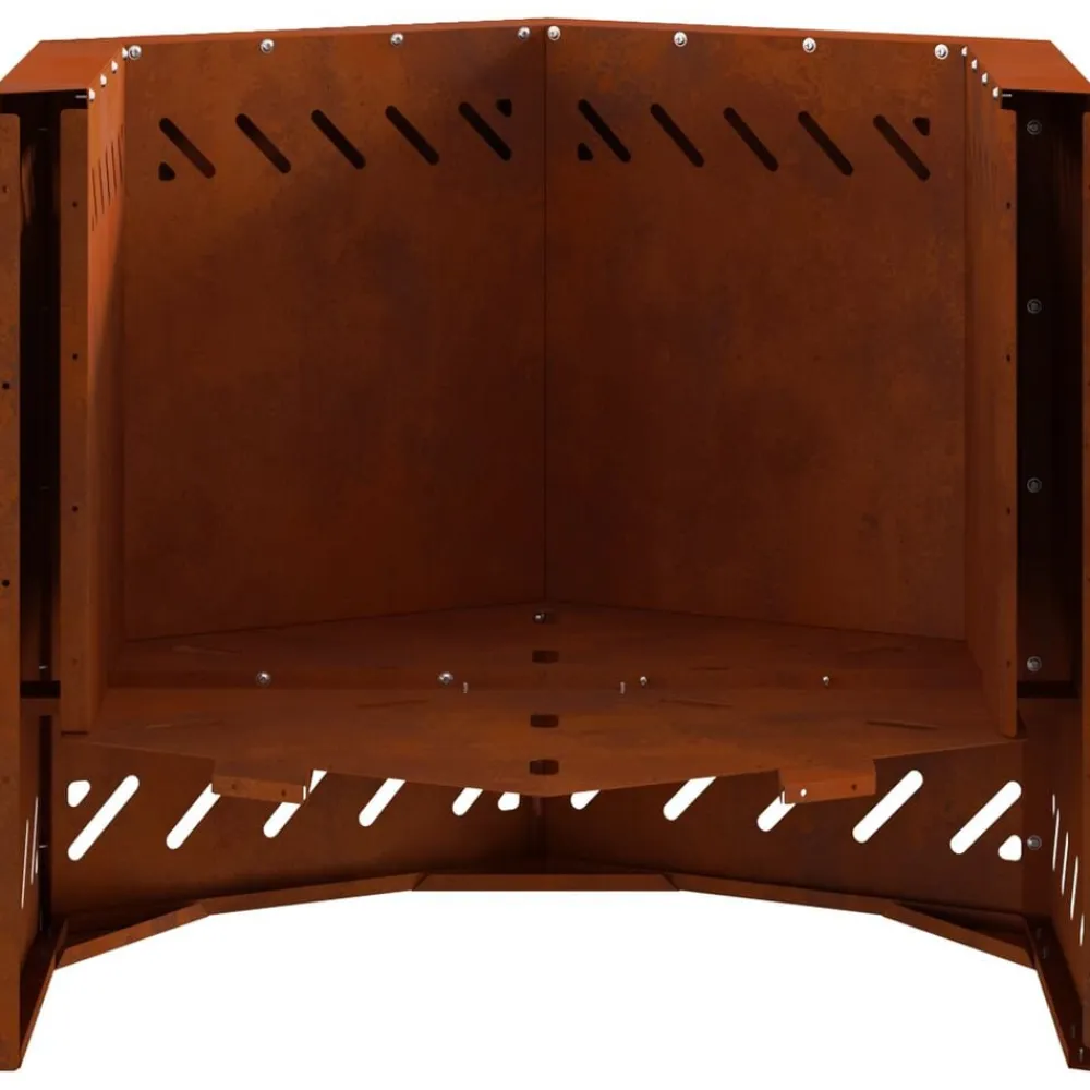 vidaXL Chimeneas-Hoguera Sin Humo Marrón 58 x 58 x 51 cm Acero autopatinable
