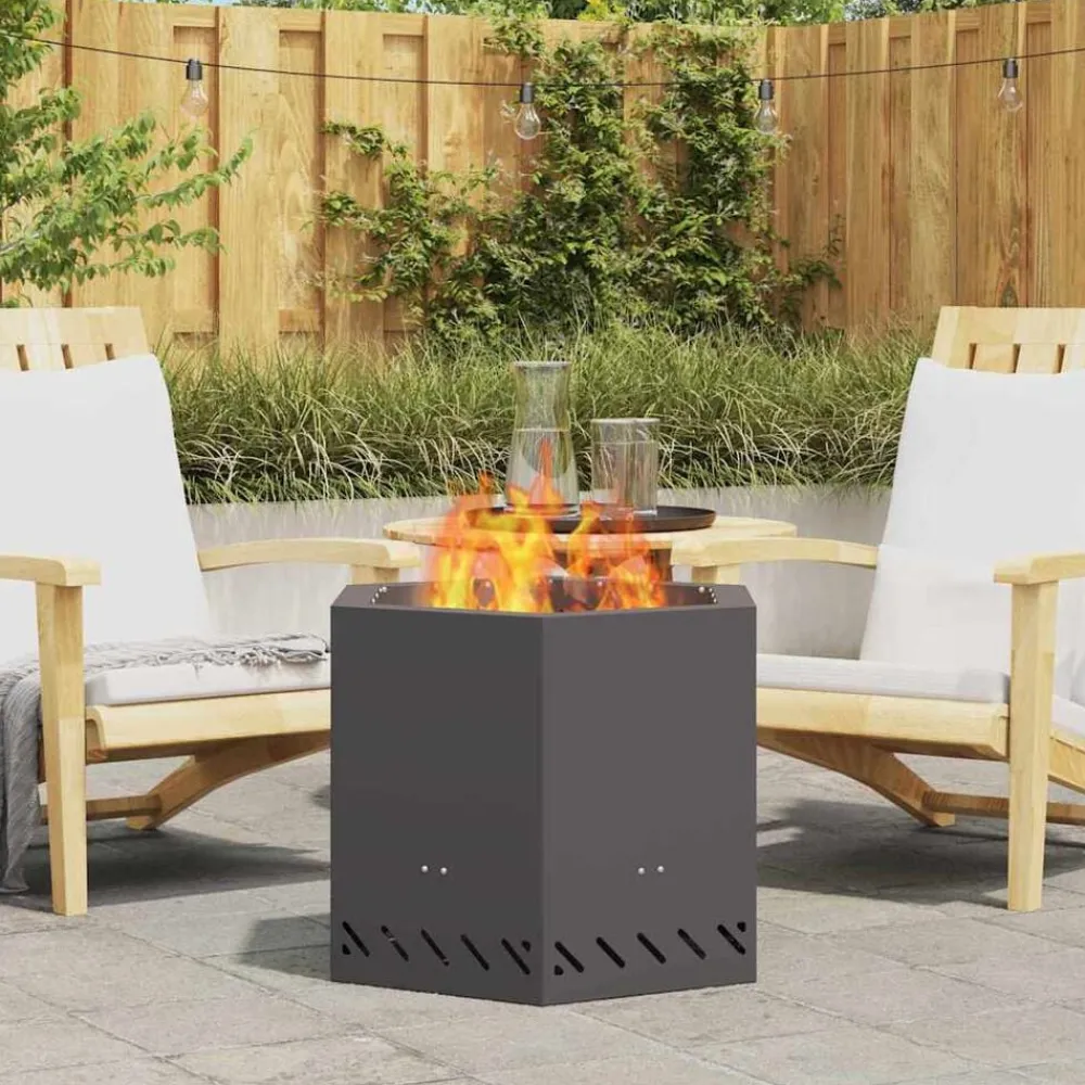 vidaXL Chimeneas-Hoguera Sin Humo Negro 58 x 58 x 51 cm Acero