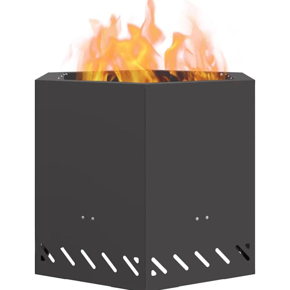 vidaXL Chimeneas-Hoguera Sin Humo Negro 58 x 58 x 51 cm Acero