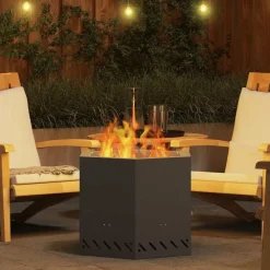 vidaXL Chimeneas-Hoguera Sin Humo Negro 58 x 58 x 51 cm Acero