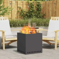 vidaXL Chimeneas-Hoguera Sin Humo Negro 48 x 48 x 50 cm Acero