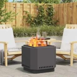 vidaXL Chimeneas-Hoguera Sin Humo Negro 58 x 58 x 51 cm Acero laminado en frío