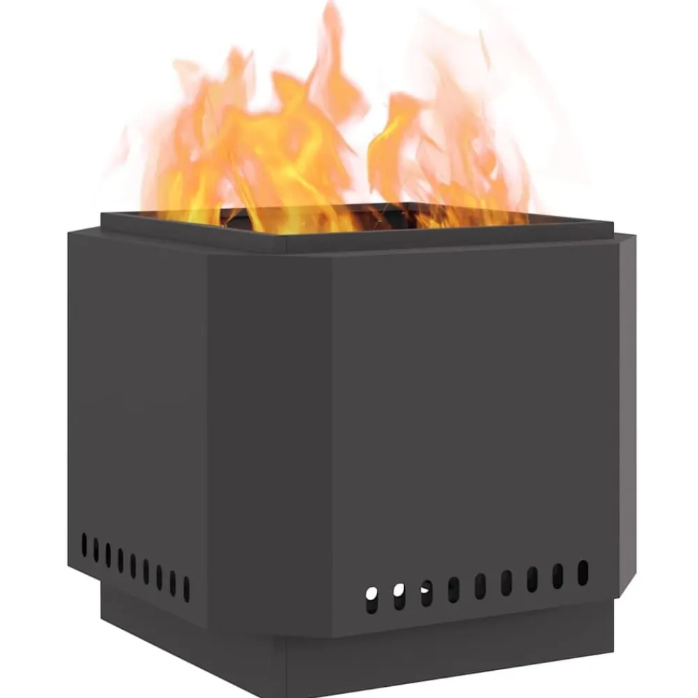 vidaXL Chimeneas-Hoguera Sin Humo Negro 58 x 58 x 51 cm Acero laminado en frío