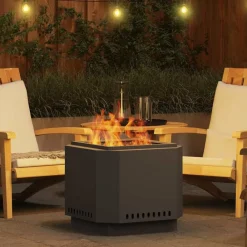 vidaXL Chimeneas-Hoguera Sin Humo Negro 58 x 58 x 51 cm Acero laminado en frío