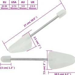 vidaXL Hormas de zapatos 5 pares plástico blanco EU 35-38