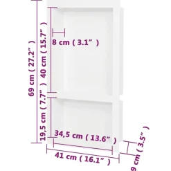 vidaXL Hornacina de ducha 2 compartimentos blanco brillo 41x51x10 cm Best