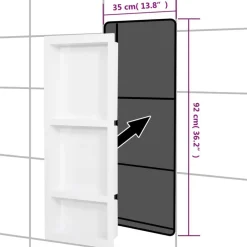 vidaXL Fontanería-Hornacina de ducha 3 compartimentos blanco brillo 41x99x9 cm