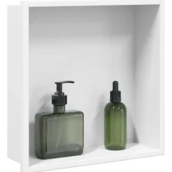 vidaXL Fontanería-Hornacina ducha acero inoxidable blanco mate 32x32x9 cm