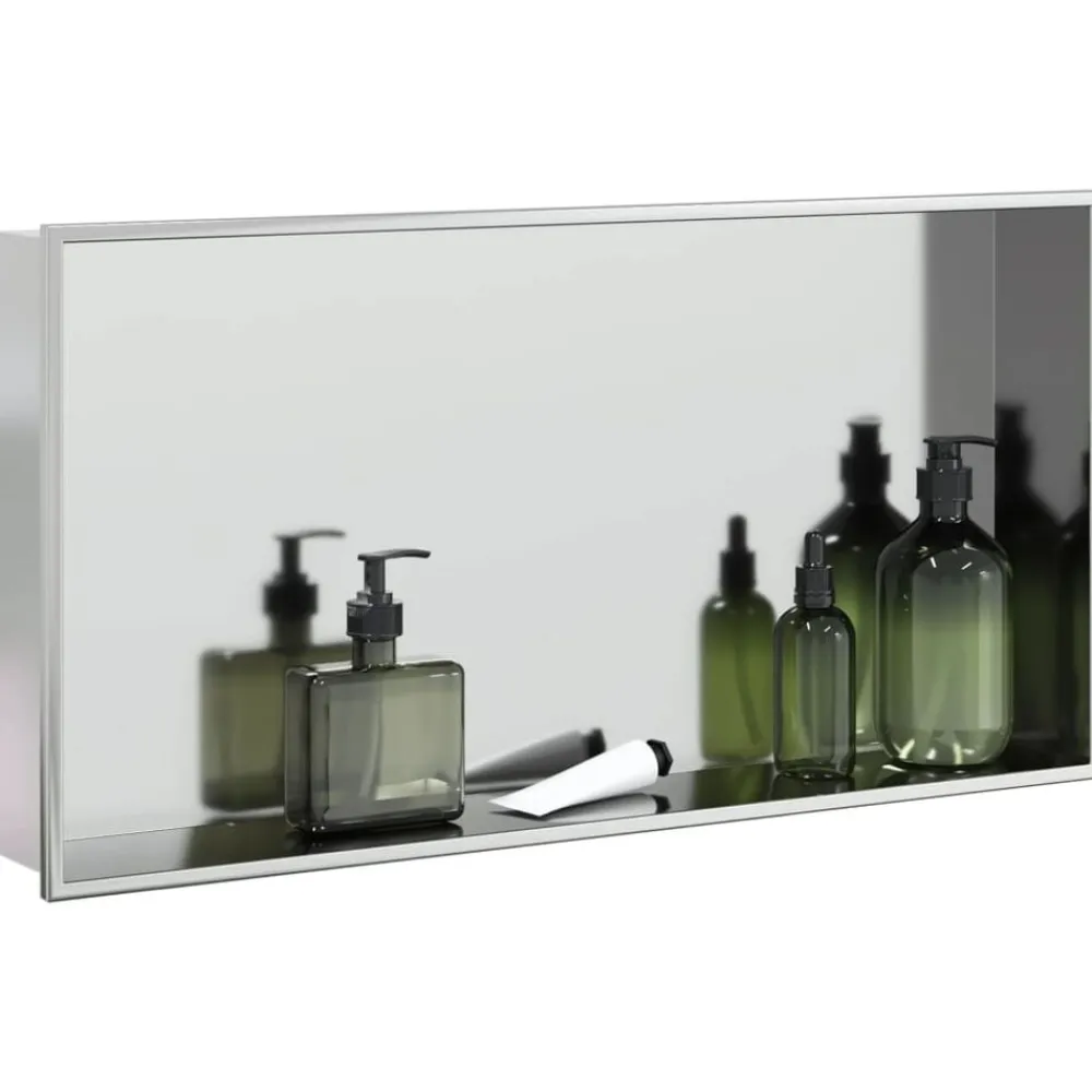 vidaXL Hornacina ducha acero inoxidable plateado cepillado 62x32x9 cm Outlet