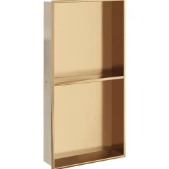 vidaXL Fontanería-Hornacina ducha acero inoxidable dorado cepillado 32x62x9 cm
