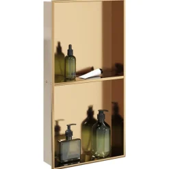 vidaXL Fontanería-Hornacina ducha acero inoxidable dorado cepillado 32x62x9 cm