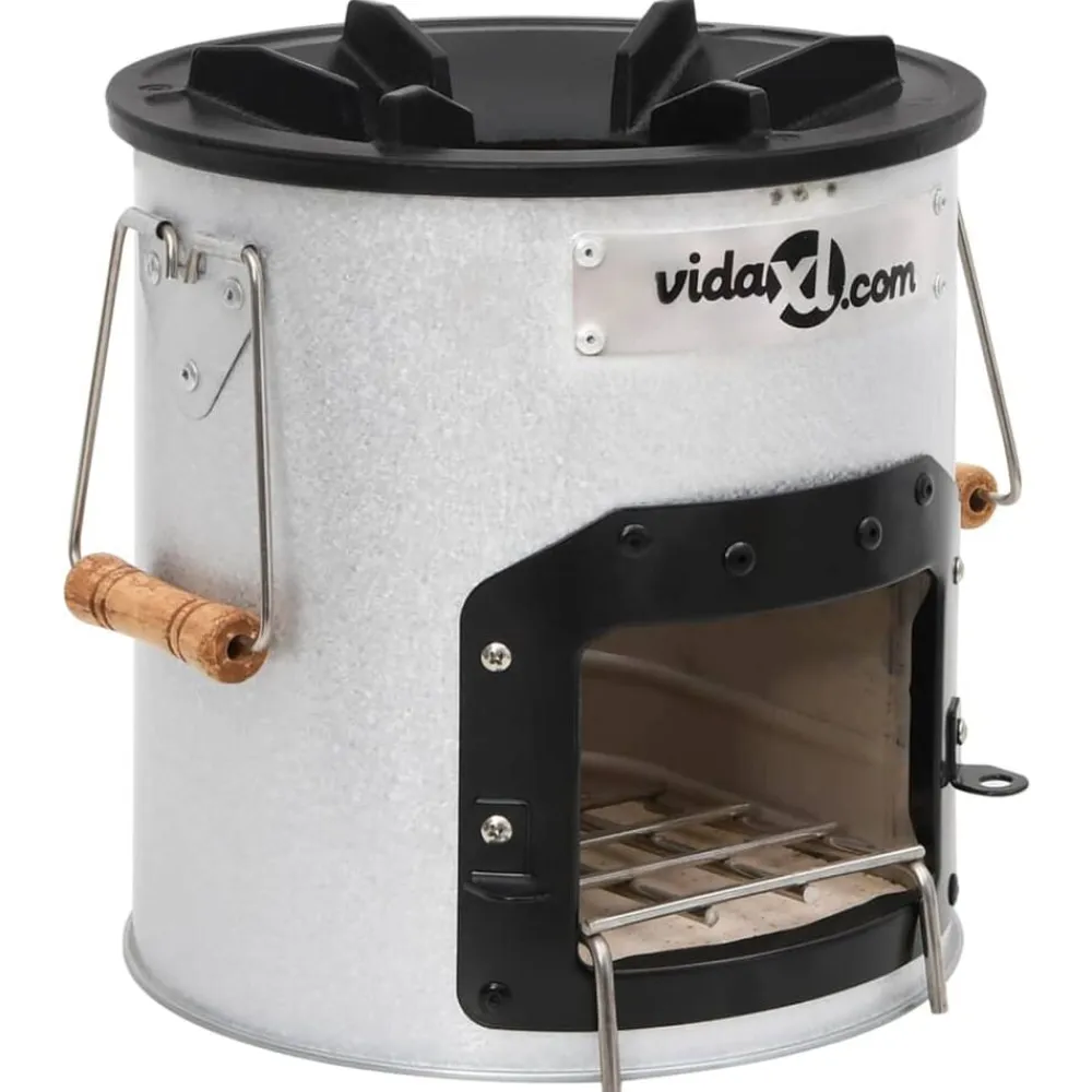 vidaXL Hornillo de leña para camping acero plateado 45x25x26 cm Discount