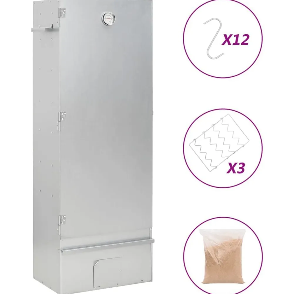 vidaXL Horno ahumador astillas madera acero galvanizado 44,5x29x110 cm