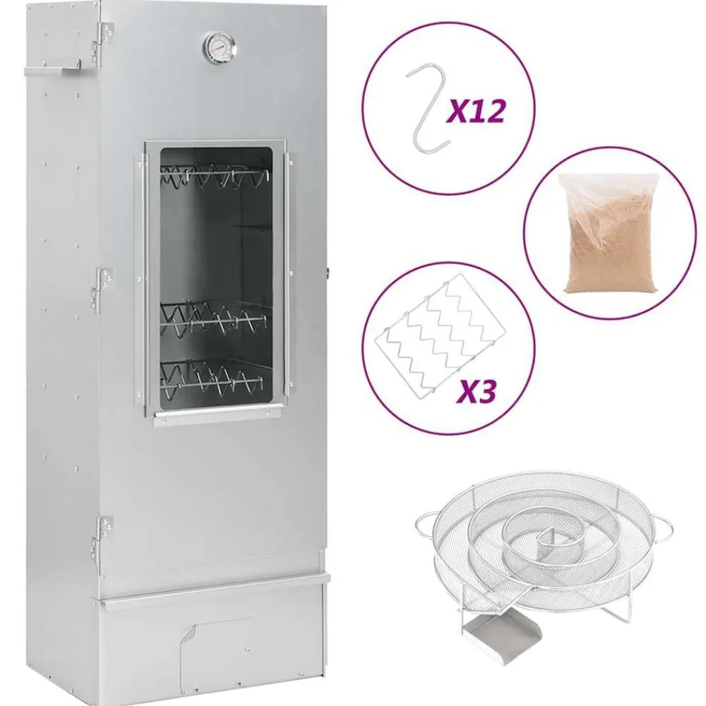 vidaXL Cocina Y Comedor-Horno ahumador de BBQ con generador humo frío acero galvanizado