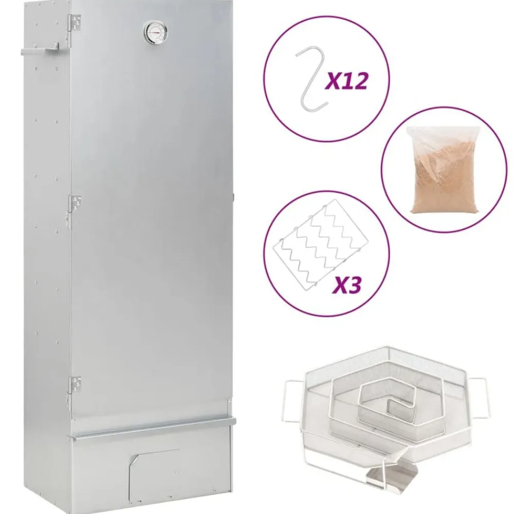 vidaXL Horno ahumador de BBQ con generador humo frío acero galvanizado Best