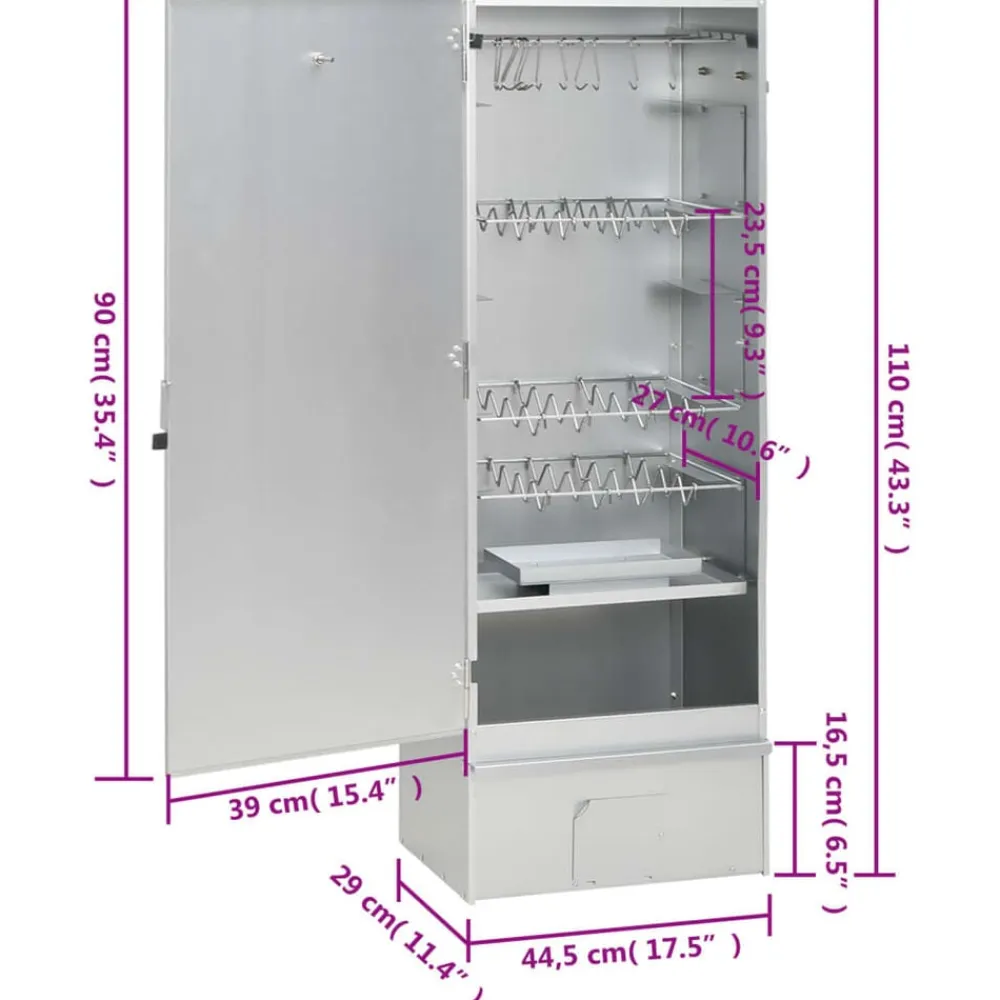 vidaXL Horno ahumador de BBQ con generador humo frío acero galvanizado Best