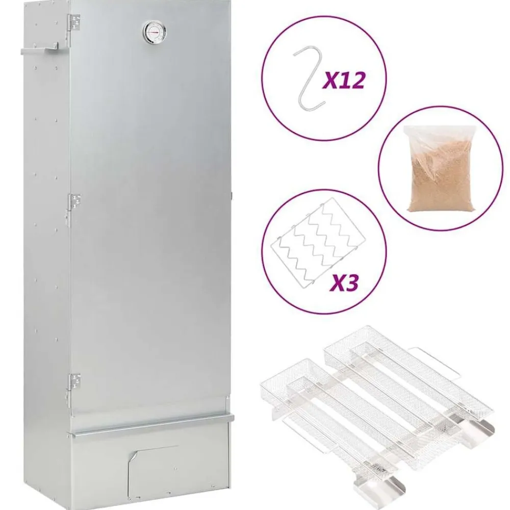 vidaXL Cocina Y Comedor-Horno ahumador de BBQ con generador humo frío acero galvanizado