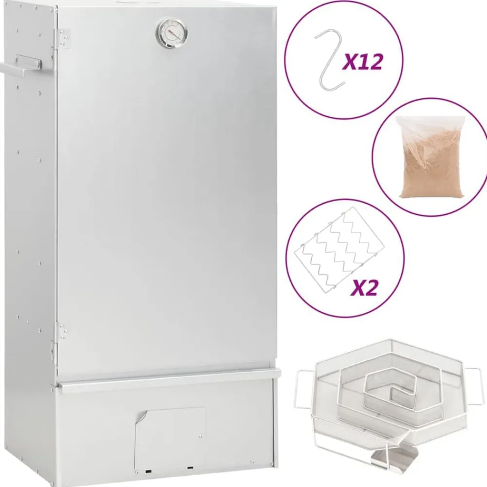 vidaXL Cocina Y Comedor-Horno ahumador de BBQ con generador humo frío acero galvanizado
