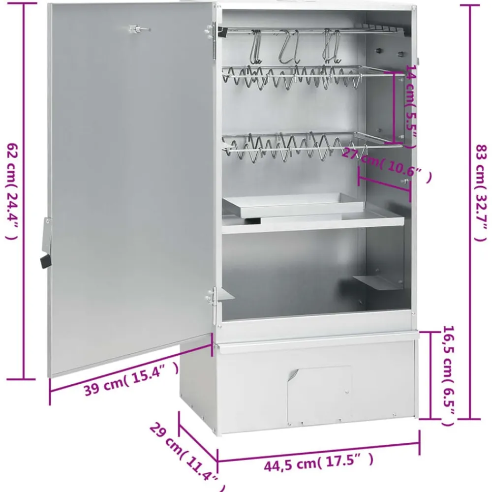 vidaXL Cocina Y Comedor-Horno ahumador de BBQ con generador humo frío acero galvanizado