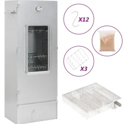 vidaXL Horno ahumador de BBQ con generador humo frío acero galvanizado New