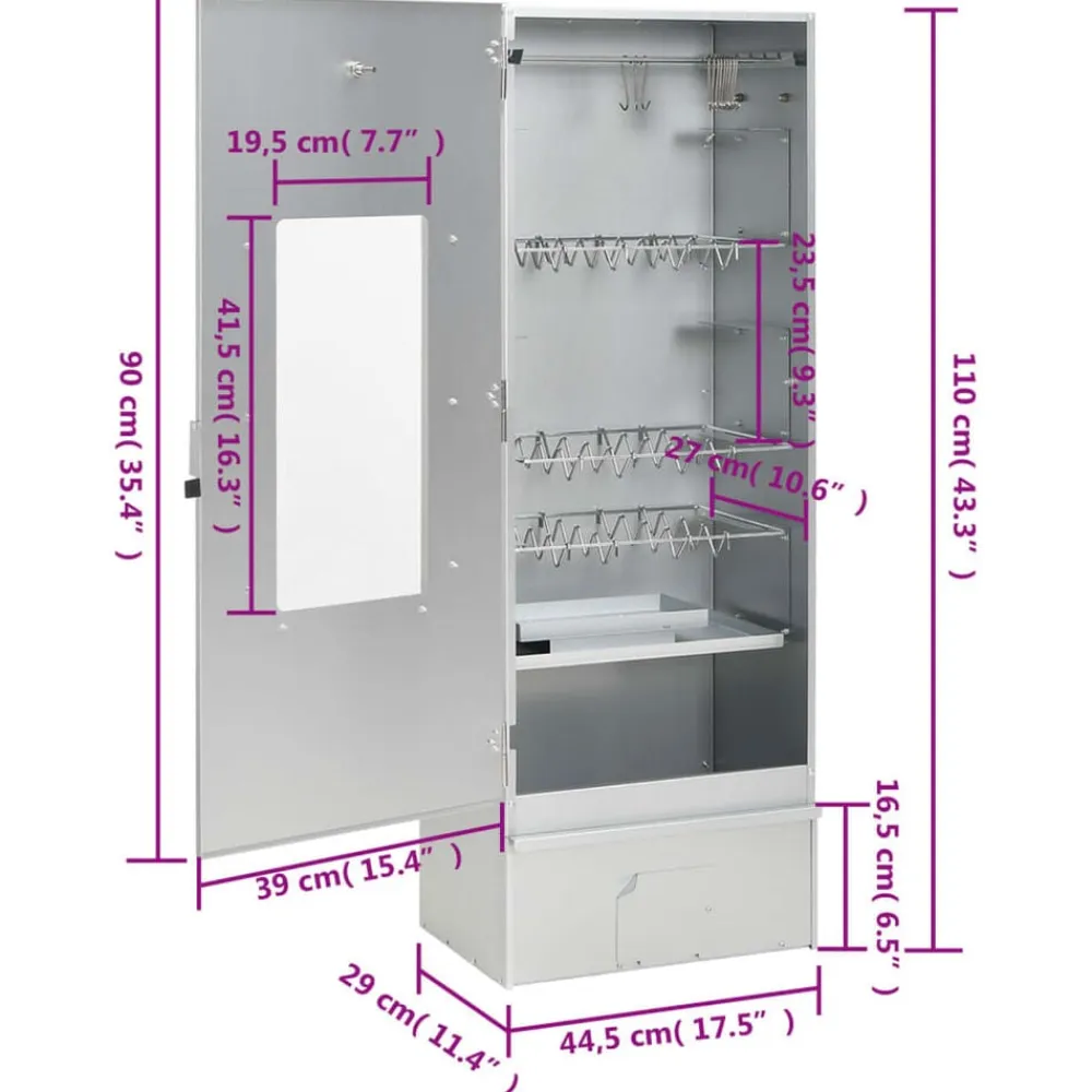 vidaXL Horno ahumador de BBQ con generador humo frío acero galvanizado New