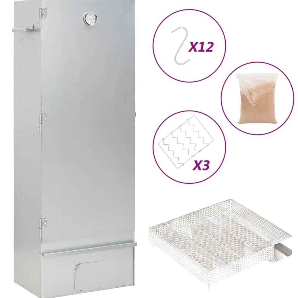 vidaXL Horno ahumador de BBQ con generador humo frío acero galvanizado Best