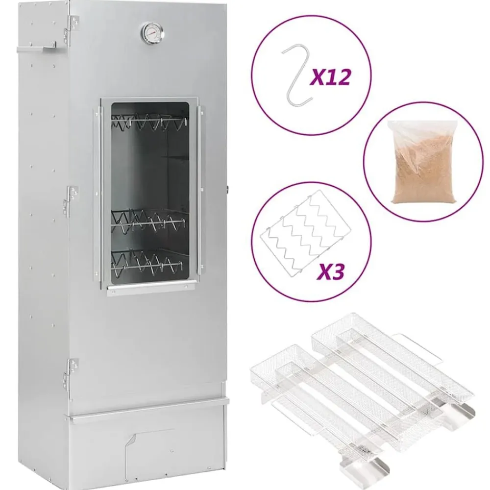 vidaXL Cocina Y Comedor-Horno ahumador de BBQ con generador humo frío acero galvanizado
