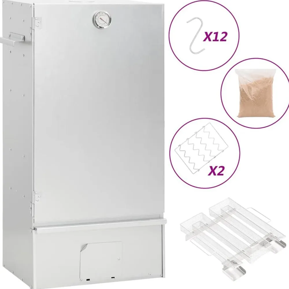 vidaXL Horno ahumador de BBQ con generador humo frío acero galvanizado