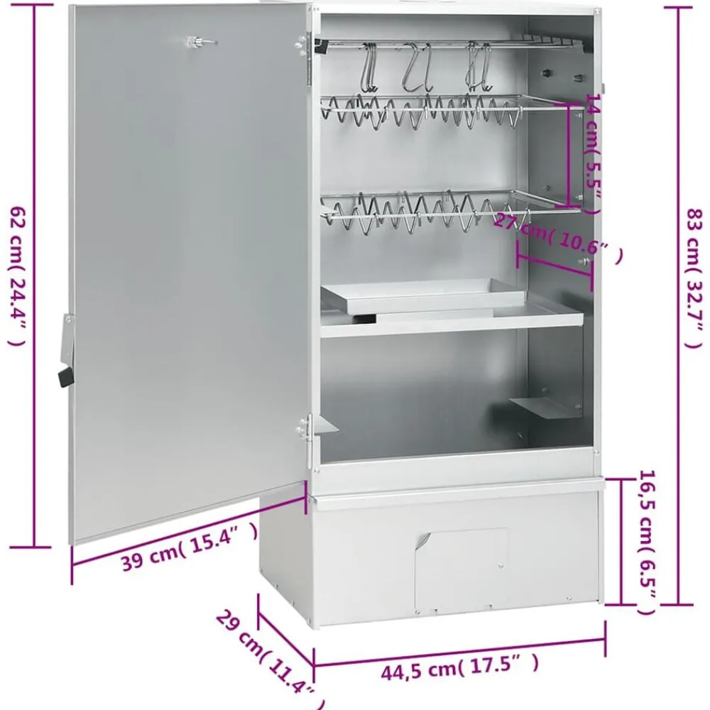 vidaXL Horno ahumador de BBQ con generador humo frío acero galvanizado