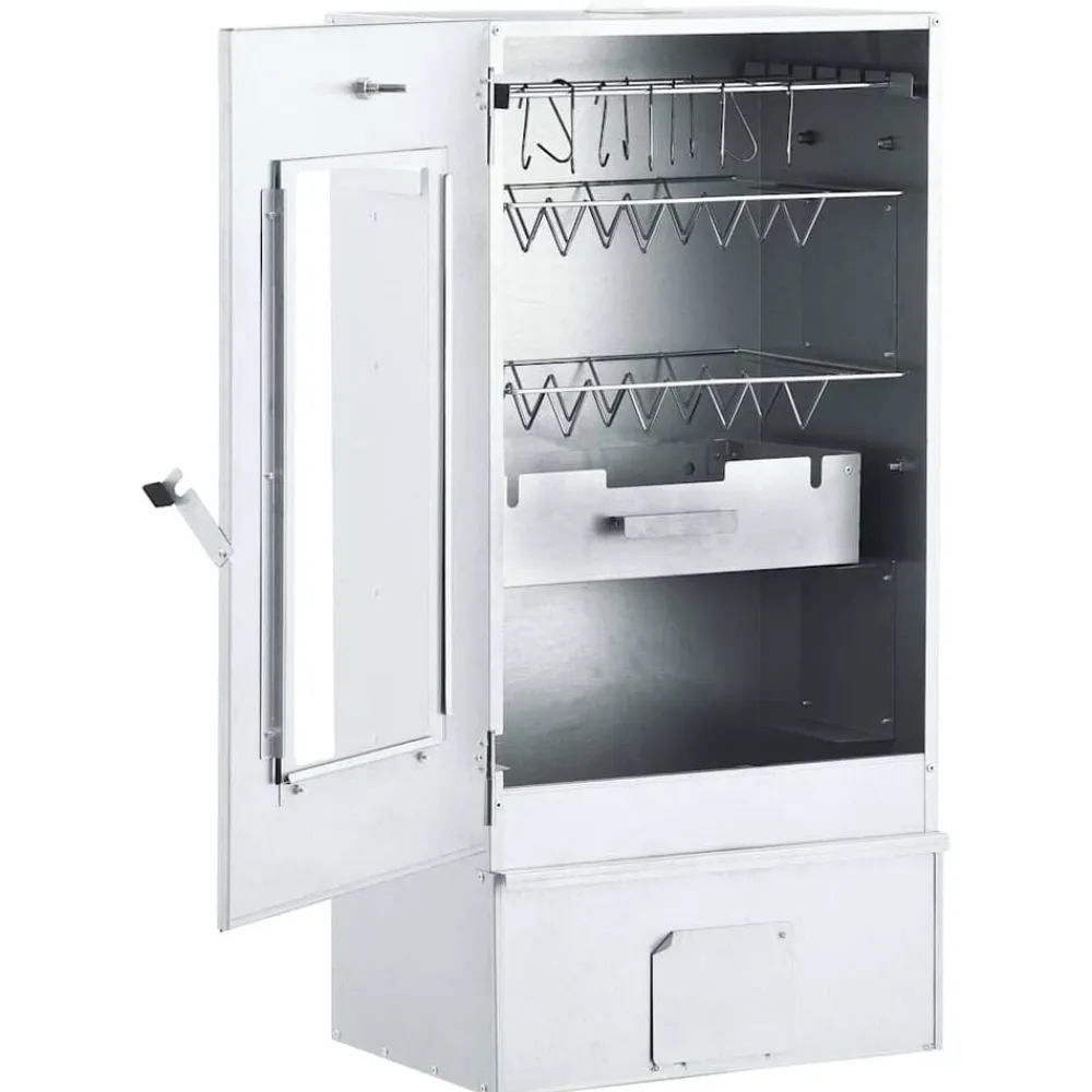 vidaXL Horno ahumador de BBQ con generador humo frío acero galvanizado New