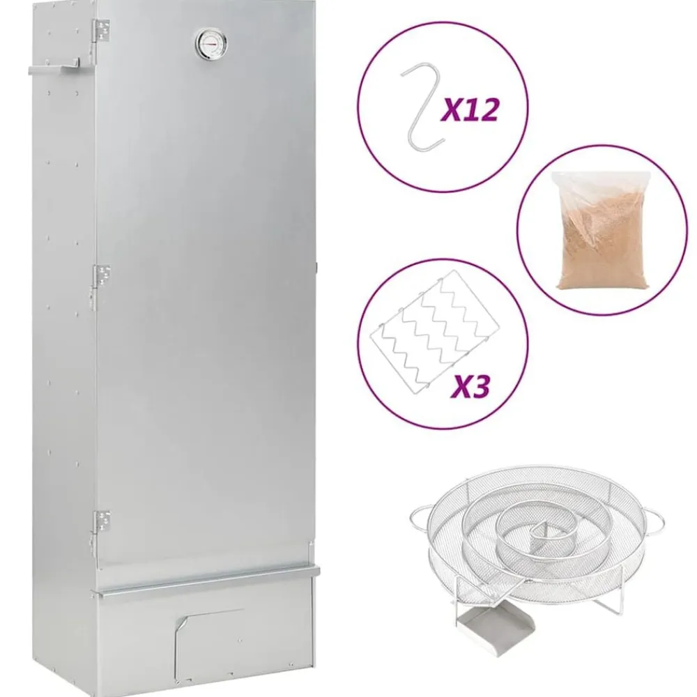vidaXL Horno ahumador de BBQ con generador humo frío acero galvanizado Online