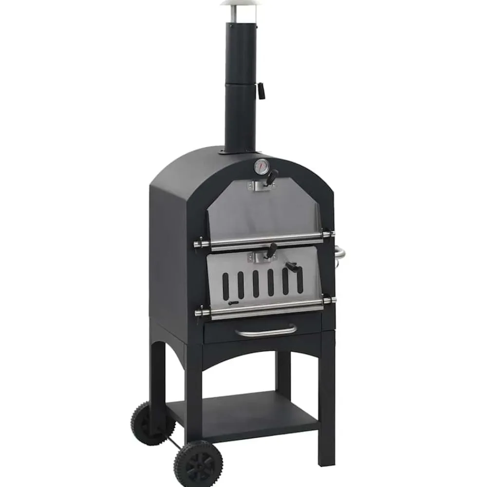 vidaXL Horno de pizza exterior carbón de arcilla refractaria Discount