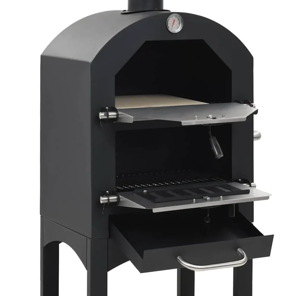 vidaXL Horno de pizza exterior carbón de arcilla refractaria Discount