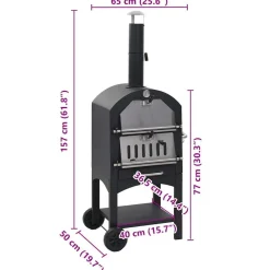 vidaXL Horno de pizza exterior carbón de arcilla refractaria Discount