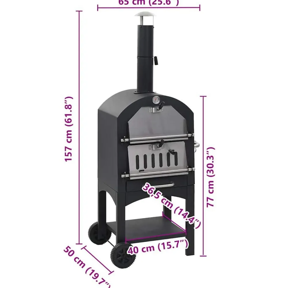 vidaXL Horno de pizza exterior carbón de arcilla refractaria Discount