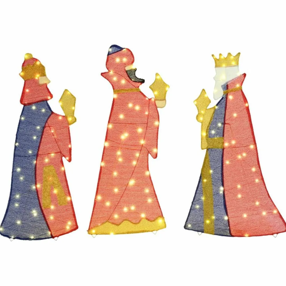vidaXL Iluminación navideña de los 3 Reyes Magos 3 pcs Cálido 105 cm New