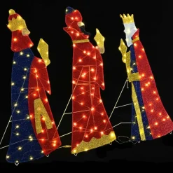 vidaXL Iluminación navideña de los 3 Reyes Magos 3 pcs Cálido 105 cm New