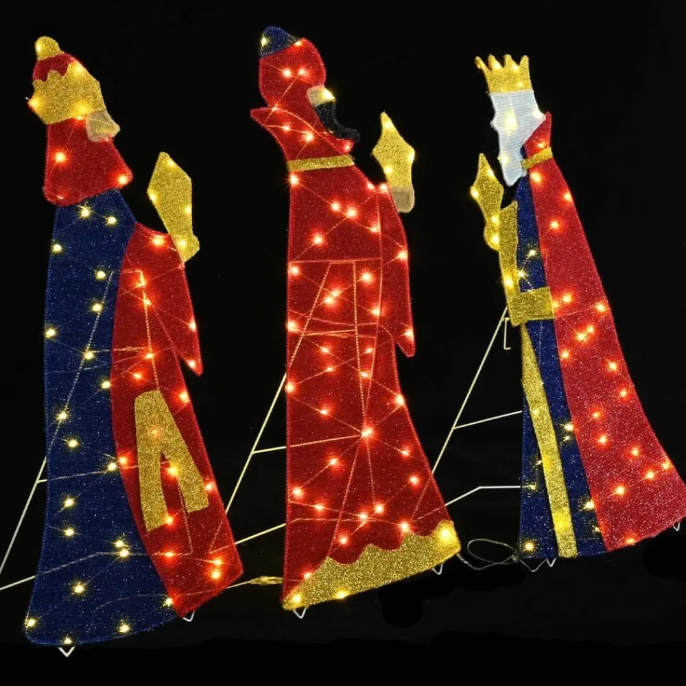 vidaXL Iluminación navideña de los 3 Reyes Magos 3 pcs Cálido 105 cm New