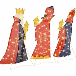 vidaXL Iluminación navideña de los 3 Reyes Magos 3 pcs Cálido 105 cm New