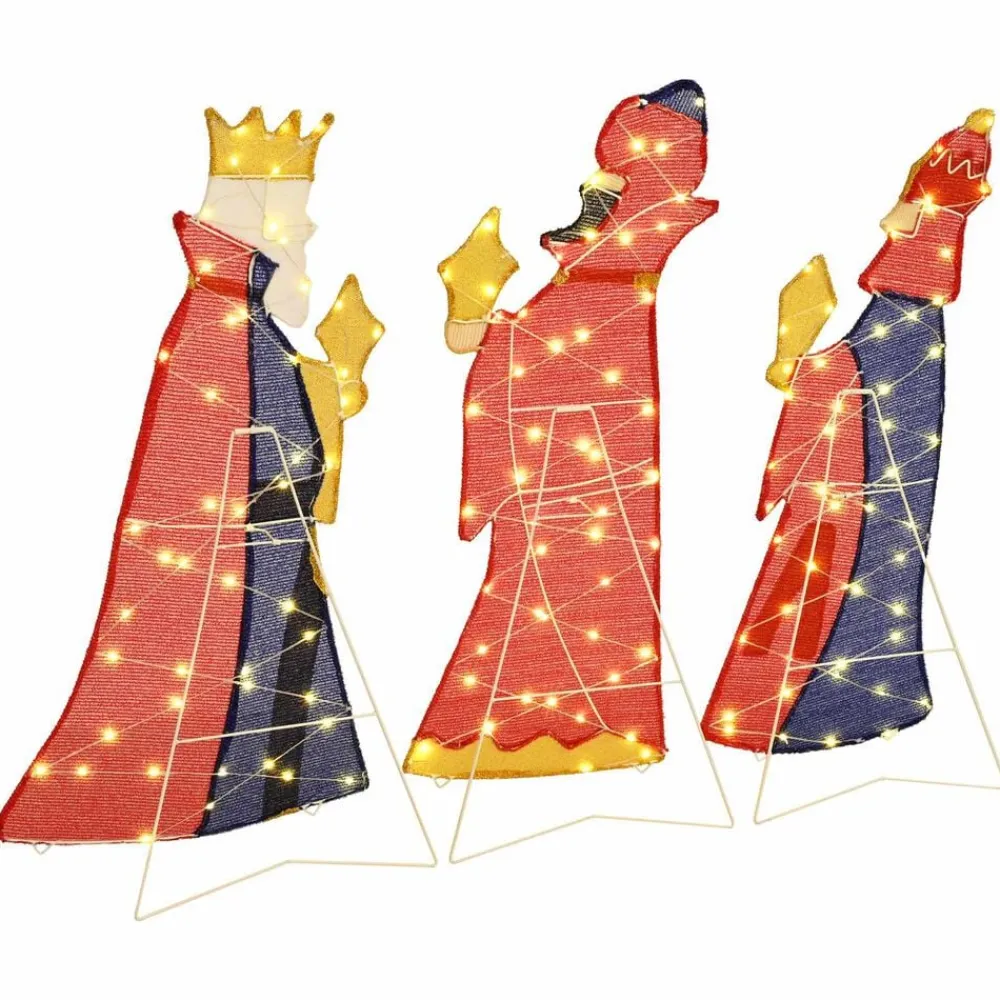 vidaXL Iluminación navideña de los 3 Reyes Magos 3 pcs Cálido 105 cm New