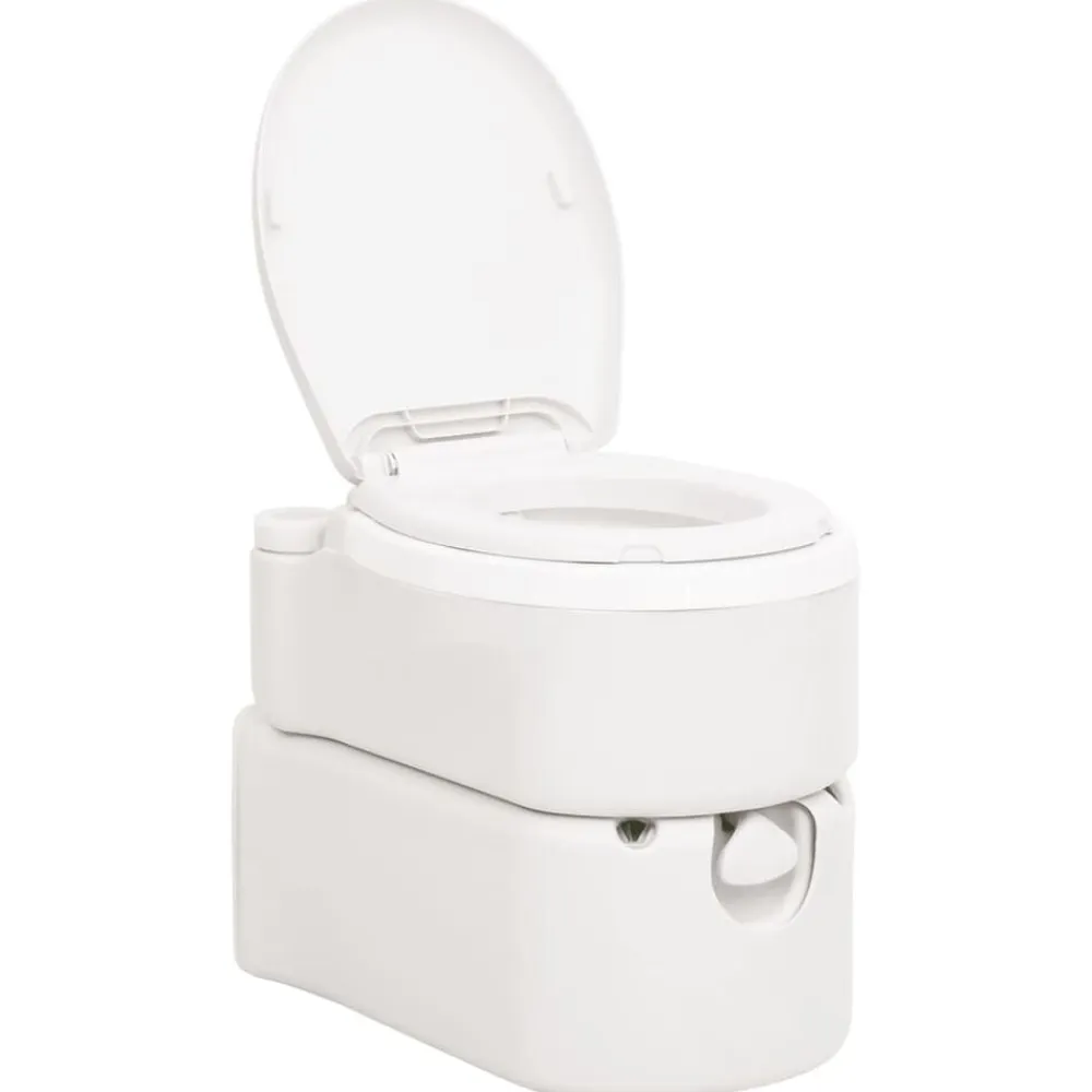 vidaXL Actividades Al Aire Libre-Inodoro de camping integrado HDPE y PP blanco 24+17 L