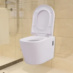 vidaXL Inodoro de montaje en pared de cerámica Blanco Sale