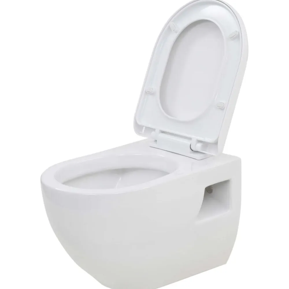 vidaXL Inodoro de montaje en pared de cerámica Blanco