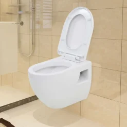 vidaXL Inodoro de montaje en pared de cerámica Blanco