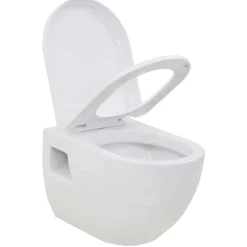 vidaXL Inodoro de montaje en pared de cerámica Blanco