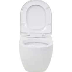vidaXL Inodoro de montaje en pared de cerámica Blanco
