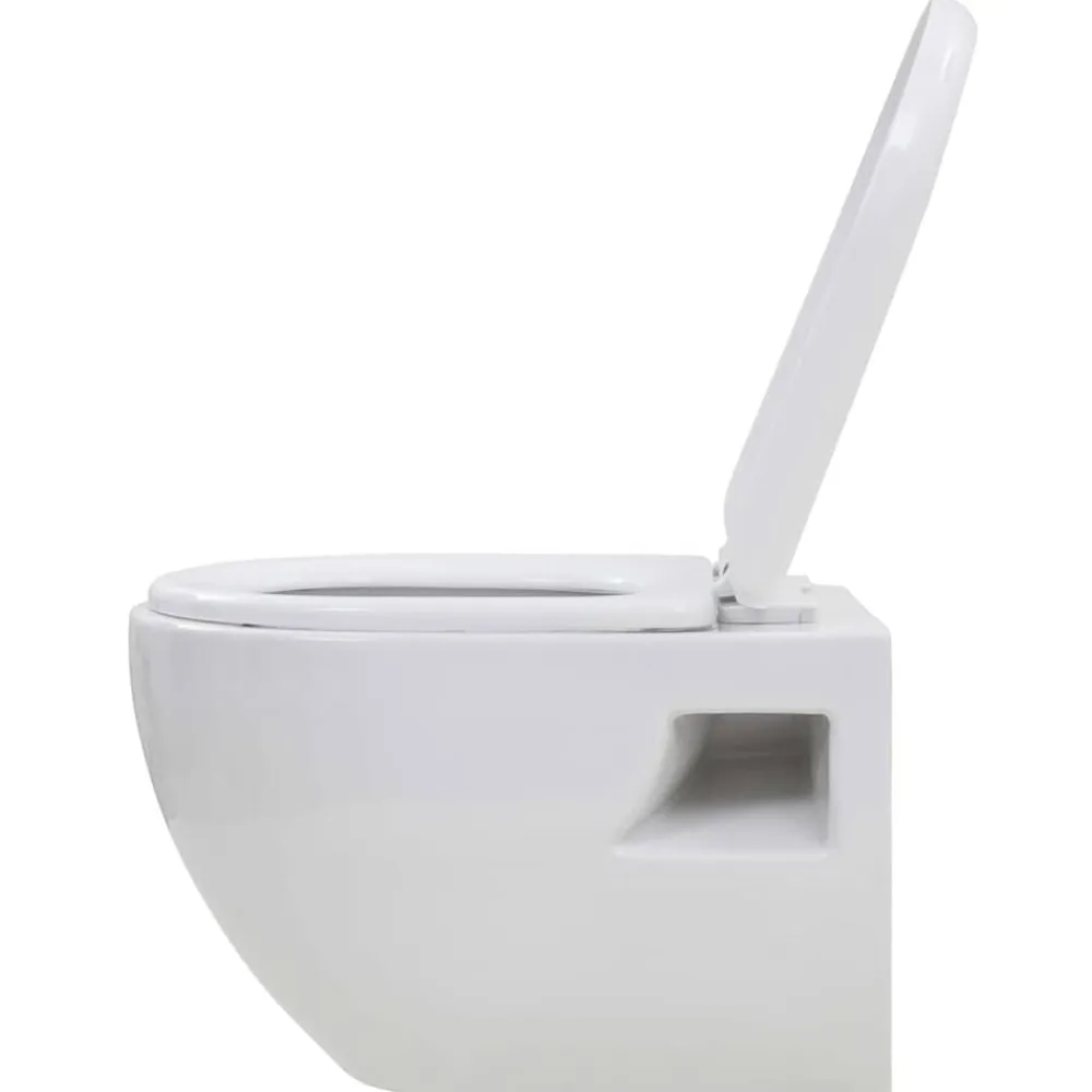vidaXL Inodoro de montaje en pared de cerámica Blanco