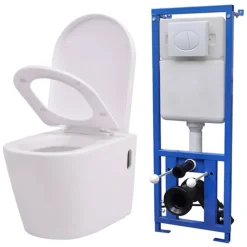 vidaXL Fontanería-Inodoro de pared con cisterna oculta cerámica