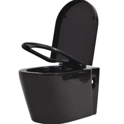vidaXL Inodoro de pared cerámica Negro Hot