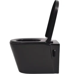 vidaXL Inodoro de pared cerámica Negro Hot
